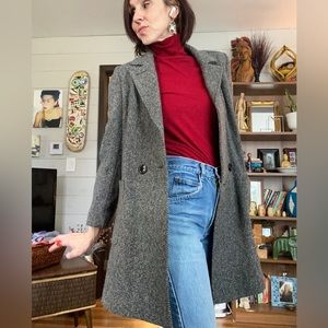 Vintage herringbone wool winter coat